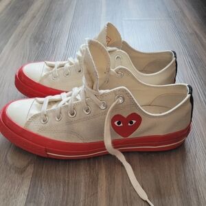 Converse Comme des Garcons CDGPlay Chuck 70 Low Red Heart Egret Ox Men's Size 8